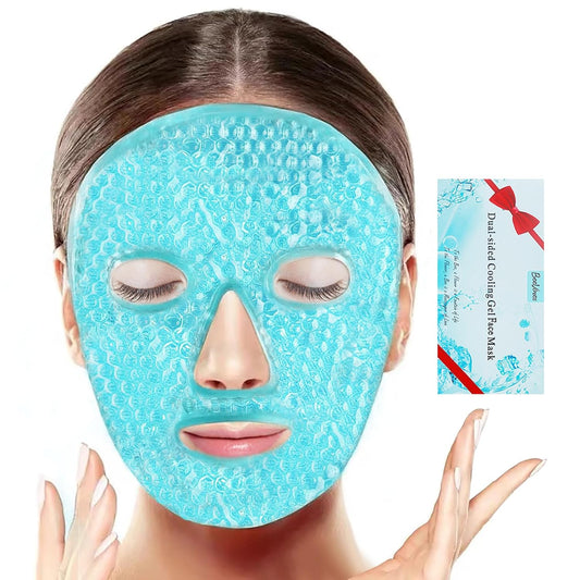 BeeVines Ice Face Mask, Cooling Gel Pack for Puffy Eyes, Cold & Hot Reusable Compress, Frozen Eye Packs Masks for Women for Dark Circles, Puffiness, Allergies & Headaches (Blue)