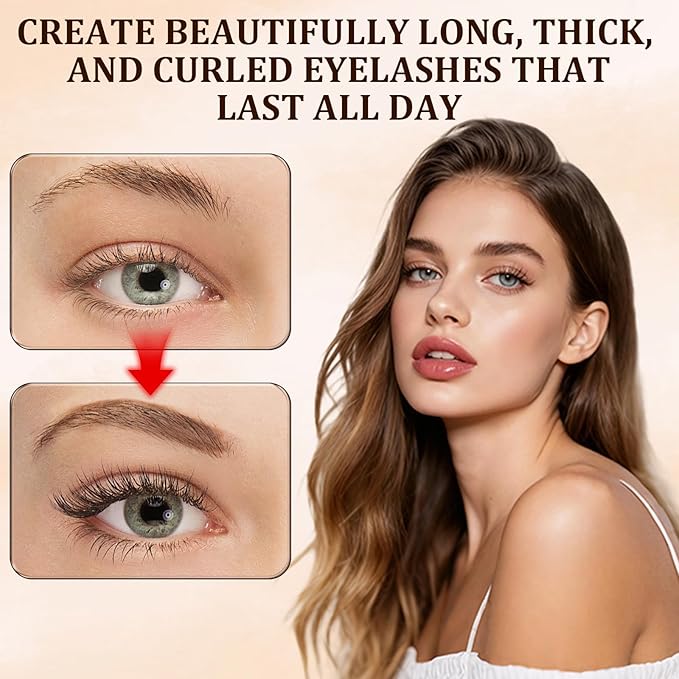 2PCS New Waterproof Silk Fibre Thick Lengthening Mascara, Iron Wand Curling Eyelash, Thick Lengthening 4D Silk Fiber Lash Mascara, No Flaking Long-Lasting, Ideal for Women Eye Makeup