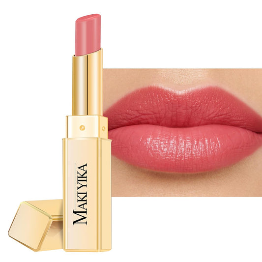 MAKI YIKA Moisture Pink Lipstick for Women Hydrate Lip Balm for Dry Cracked Lips Weightless Glossy Lip Color Juicy Finish,MA058 Nude Pink