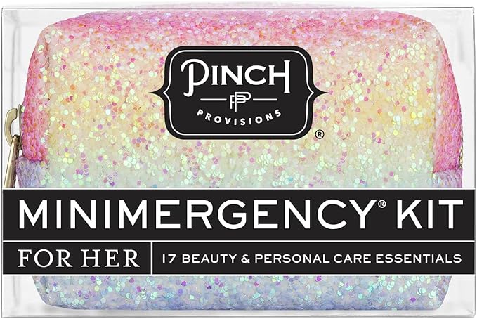 Pinch Provisions Rainbow Minimergency Kit, includes 17 Travel-Sized Cosmetic Essentials, Convenient for Purses, Emergency Beauty Accessories, Gifts for Holiday’s & Birthday’s