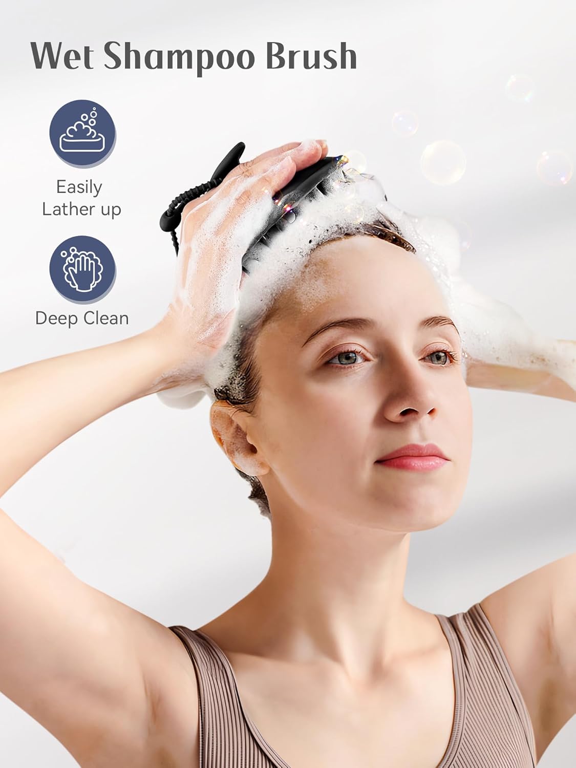 HEETA Scalp Massager Shampoo Brush with Silicone Bristles for Dandruff Removal Scalp Care & Hair Growth, Scalp Scrubber for All Hair Types, Head Massager Stress Relax, Upgraded Large Design,Black