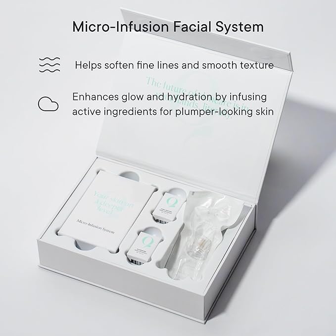 Qure Micro Infusion System for Face & Neck - Facial Moisturizing Essence, Hydrating Serum for All Skin Types, Refreshed Skin - 1-Month Supply