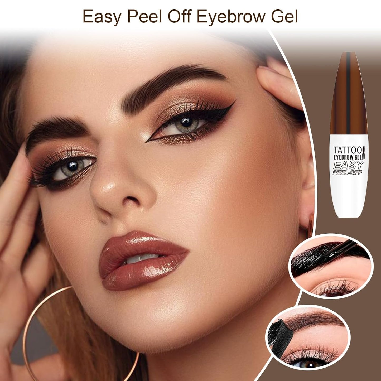 Easy Peel Off Eyebrow Gel Kit, Light Brown Tattoo Brow Gel, Long-lasting Waterproof and Transfer for Women to Achieve Natural Fuller Brows, Suitable for All Skin Types