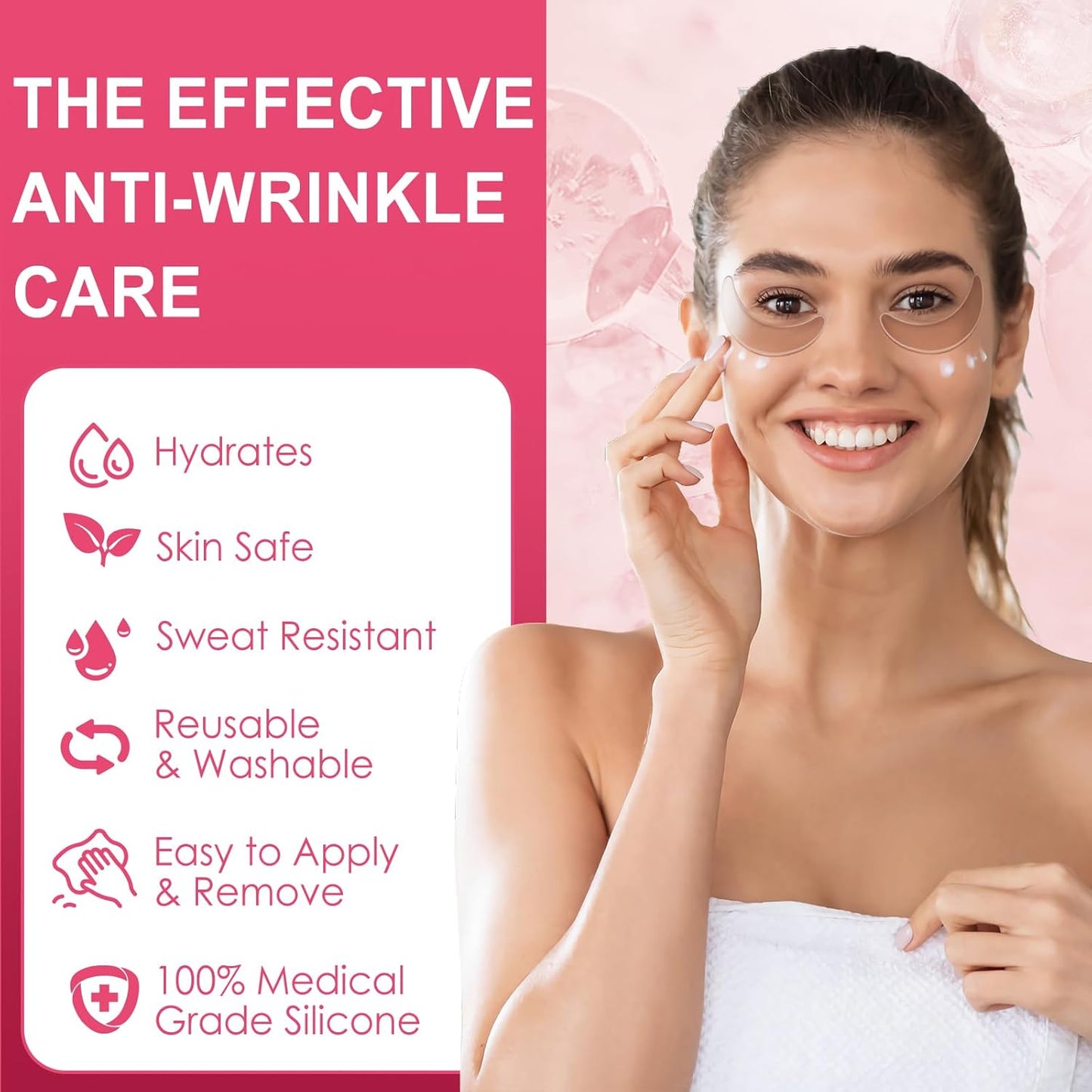 16 PCS Reusable Under Eye Patches for Wrinkles | Topical Gel Eye Pads for Dark Circles and Eye Bags | Anti-Wrinkle Treatment for Face and Under Eyes | Overnight Eye Patches | Under Eye Pads