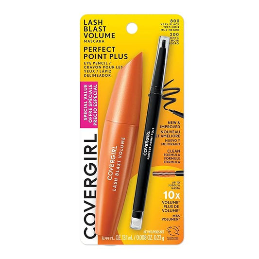 COVERGIRL Lash Blast Volume Mascara(Very Black) & Perfect Point Plus Eyeliner Pencil (Black Onyx) - Twin Pack