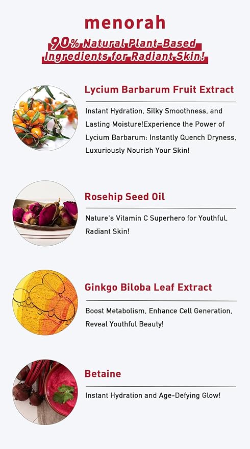 menorah Skincare Rescue Mask – Anti-Aging Serum with Goji Berry & Rosehip – Hydrating, Nourishing & Revitalizing – Skincare Gift Set for Women