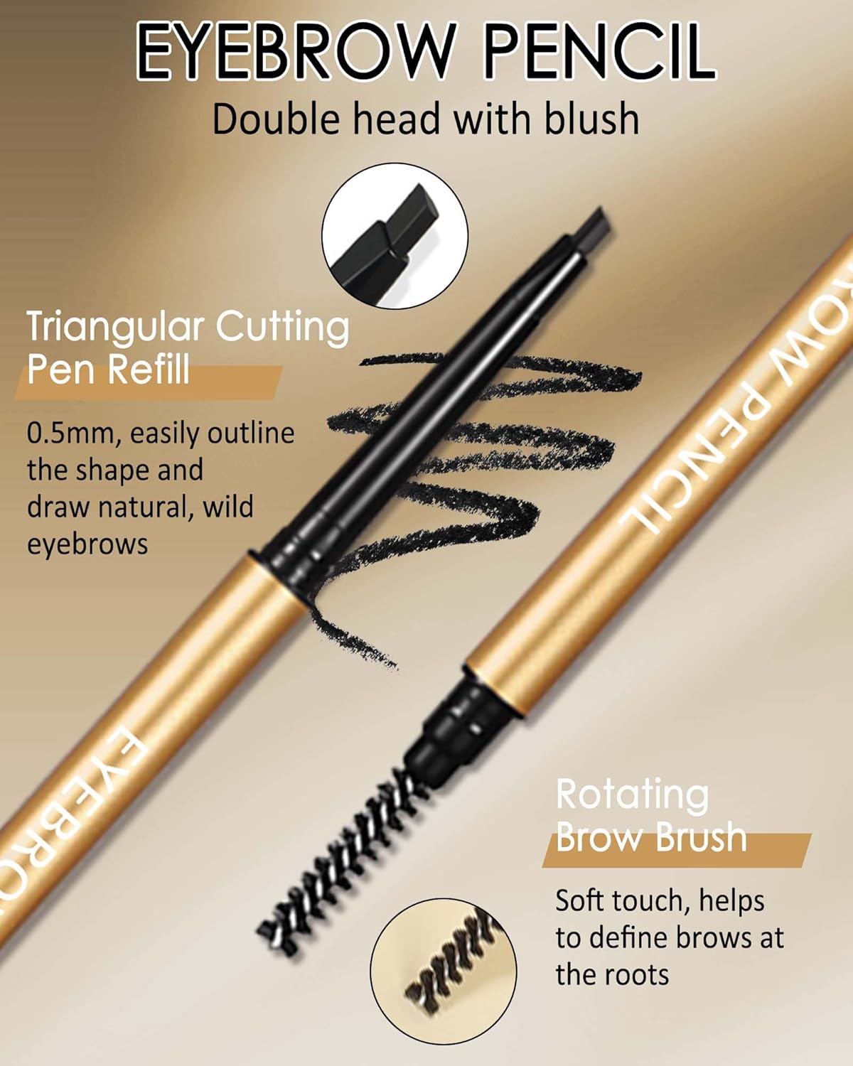 Eyebrow Pencil, 12Pcs Brown Ultra-Fine Retractable Eye Brow Pencil,Long-Lasting Waterproof Eyebrow Tint Pen Kit for Define Shape and Fill Brow,Thanksgiving Eye Makeup Gift Set for Women Girl-03