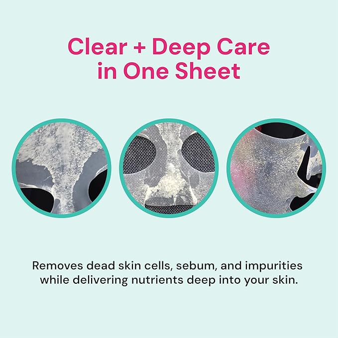 BIVID In & Out Bio-Cellulose Sheet Mask, Hydrating Korean Skincare Face Mask for Pore Care, Sebum & Blackhead Care with Tea Tree — K-Beauty Self Care Facial Skin Care Essentials, 0.88 oz, 5 Pack