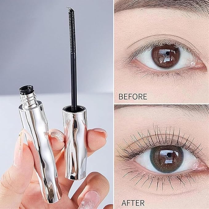 Steel Pipe Eyelash Primer, 3D Curling Eyelash IronMascara, Metal Wand MascaraWaterproof, Iron WandMascara Brushless, Non-Clumping, Washable (2)