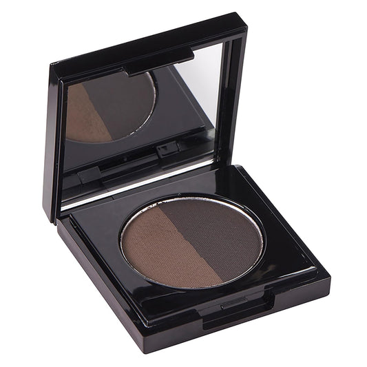 Arches and Halos Duo Luxury Brow Powder - Eyebrow Shaper and Color - Powder Compact with 2 Neutral Shades - Dark Brown - 0.1 oz