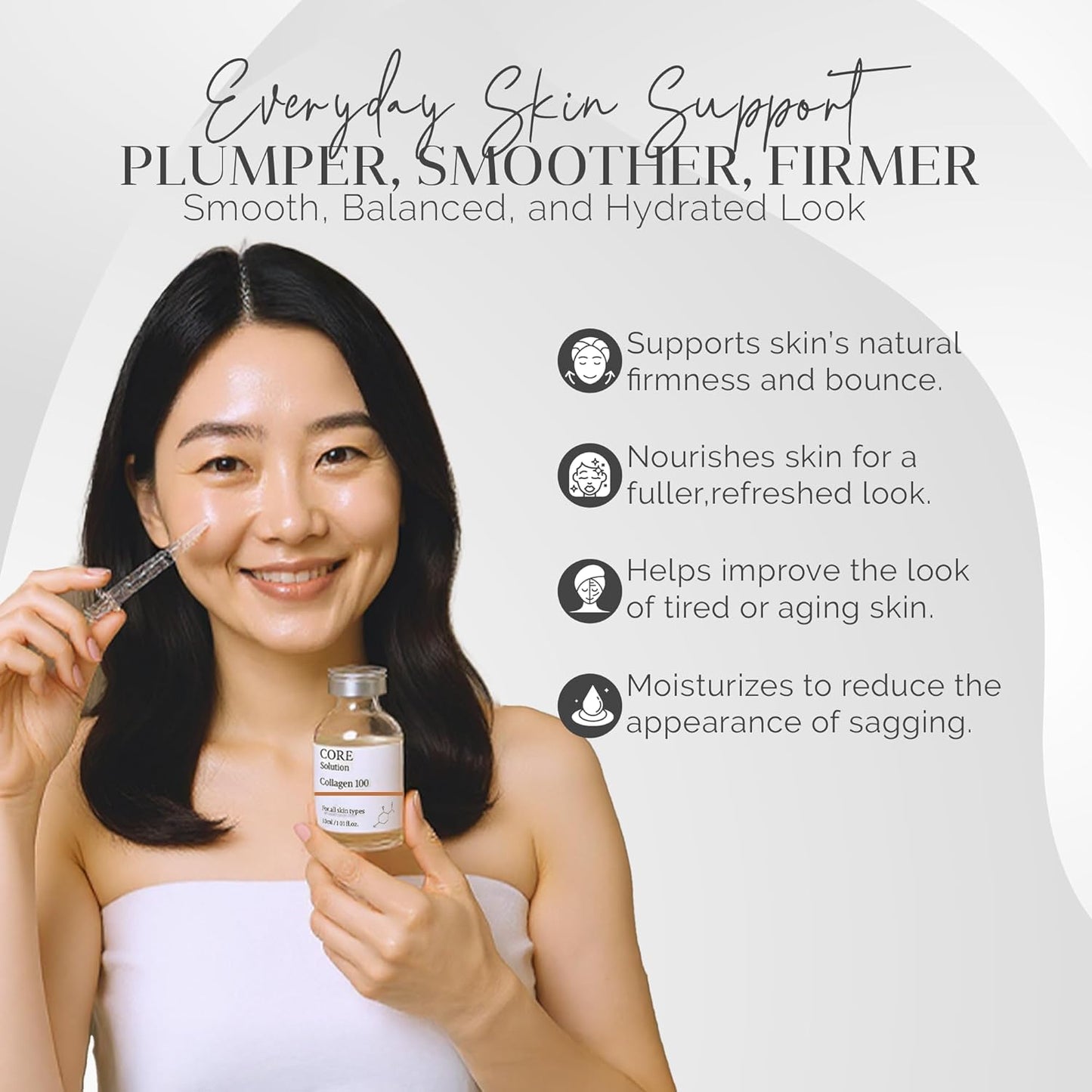 Collagen 100 Ampoule – Skin Elasticity & Anti-Aging Serum for Fine Lines and Wrinkles – 30mL + Needleless Syringe