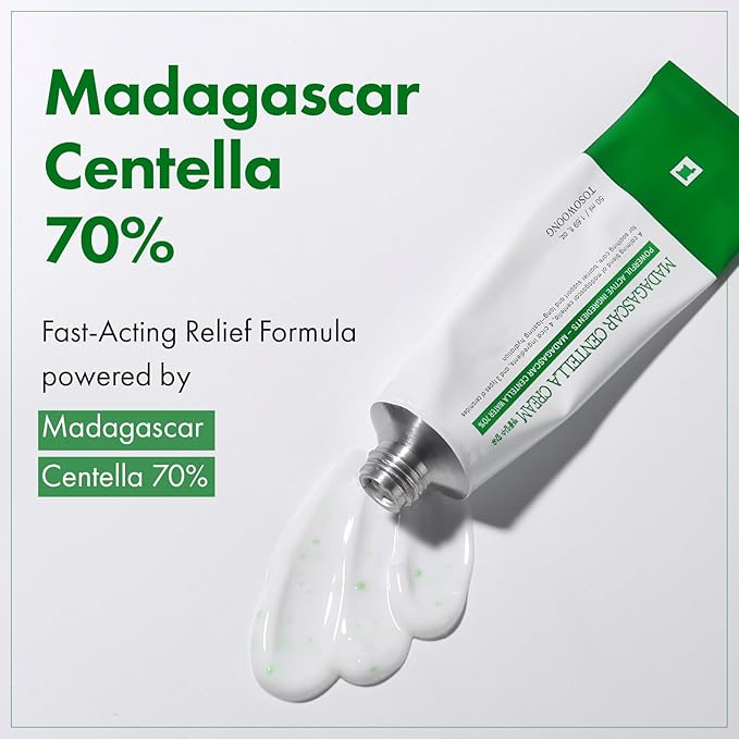 TOSOWOONG Madagascar Centella Cream, 706,580ppm Madagascar Centella Asiatica, Moisturizer, Rapid Soothing, Deep Hydration with Cica Complex, Skin Barrier Repair, Irritation Relief, 50ml / 1.69 fl. oz.