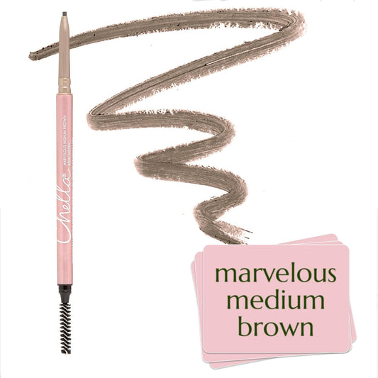 Chella Eyebrow Pencil – Easy-to-Use Brow Definer for Shaping, Filling & Blending – Long-Wear Medium Brown Eyebrow Pencils for Women with Precise Tip (Medium brown)