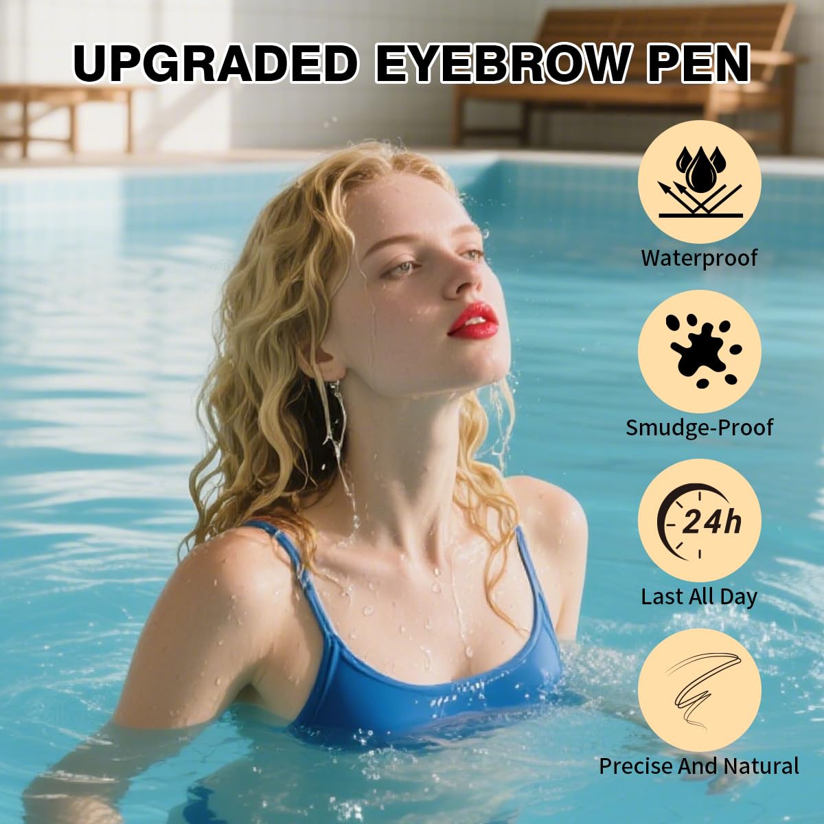 Microblading Eyebrow Pencil,2-in-1 Dual-Ended Eyebrow Pen with 2 Tip brow pen and Precise Brush-Tip,Brow Pen for Natural Waterproof and Long-Lasting Brows (Dark brown)