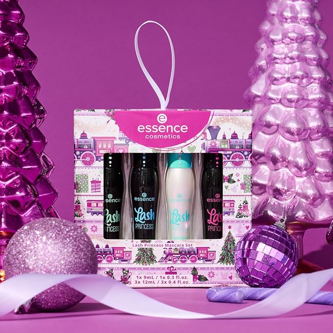 essence Lash Princess Mascara Holiday Gift Set | 4 Vegan & Cruelty-Free Mascaras | False Lash Effect, Waterproof, Primer, Curl & Volume | Stocking Stuffer for Beauty Lovers