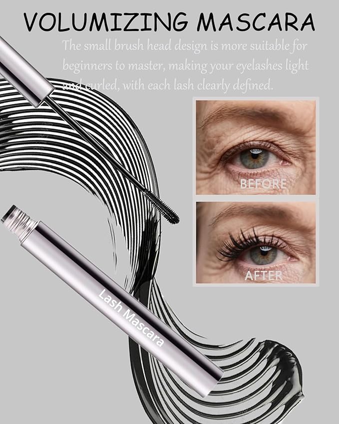 Mascara For Older Women 60 Plus, Black Waterproof Prime Mascara Volume and Length, Hypoallergenic Volumizing MáScara With Thinning Lashes Mature Women Volumizing Long Lasting For Sensitive Eyes-01