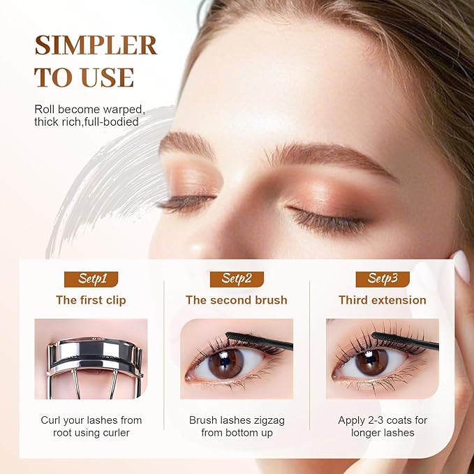 Mascara for Older Women 60 Plus, 2026 New Mascara Volume and Length for Mature Women with Thinning Lashes, Non Clumping Waterproof Long Wear (2PC Mix)