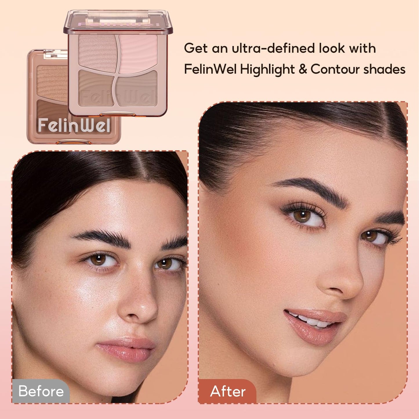 Highlight Contour Makeup Palette Effortless Blending Matte Shimmer Highlighter Palette and Bronzer Powder for Cool Toned Skin