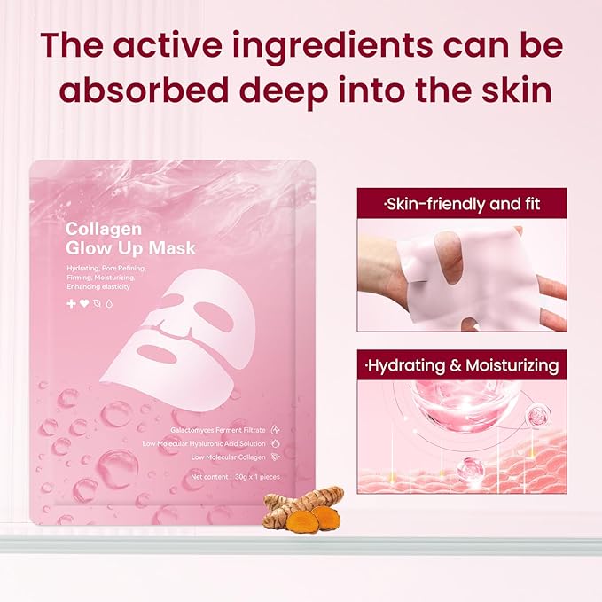 Bio Collagen Face Mask Overnight,Korean Collagen Face Mask 2.0,Bio-Collagen Real Deep Mask,Glow up Firm Skin Deep Hydrating Masks for Wrinkle Reduction and Pore Minimization-Like Glass Skin(1Box*4 pc)
