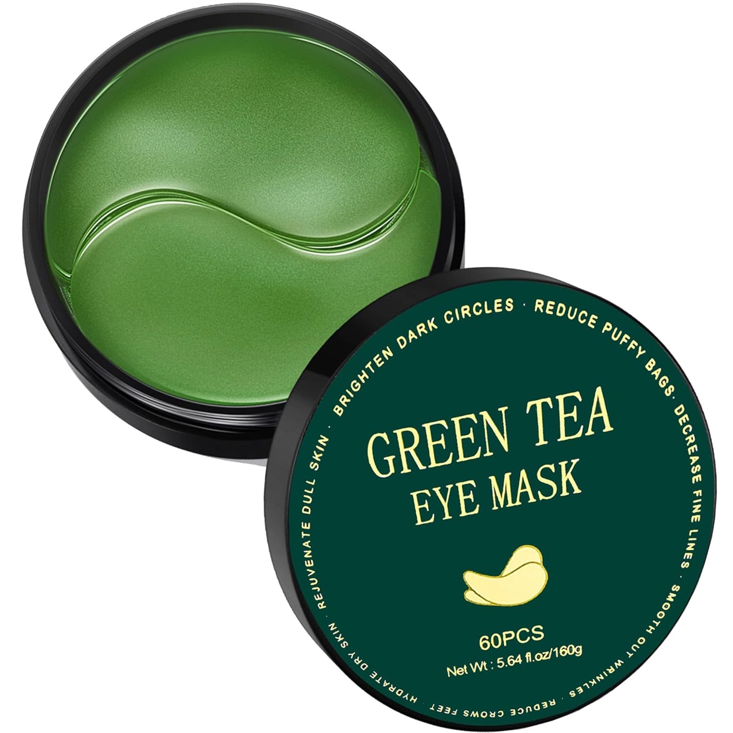 Under Eye Masks, 60pcs Green Tea Collagen Eye Mask, Green Under Eye Patches for Puffy Eyes,Dark Circles,Eye Bags,Puffiness,Natural Moisturizing Collagen Eye Gel Pads, Anti-Aging Eye Masks