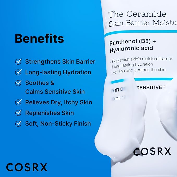 COSRX Ceramide Skin Barrier Moisturizer for Face with 7 Ceramides, Hyaluronic Acid & Panthenol for All Skin Types, 2.7 fl.oz, Korean Skin Care
