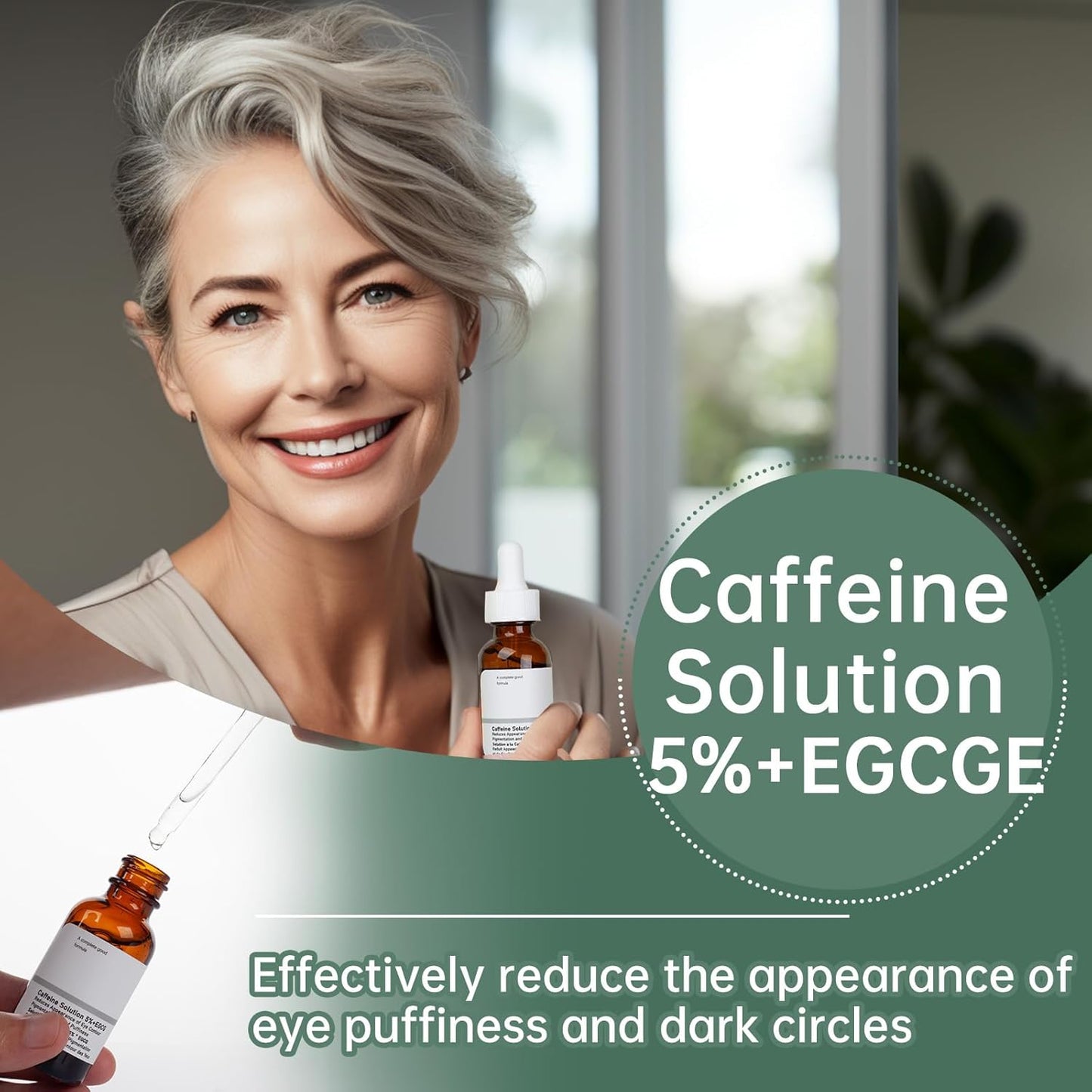 Caffeine Eye Serum for Reducing Puffiness and Dark Circles - 2Pcs Caffeine Solution 5%+EGCGE(30ml).
