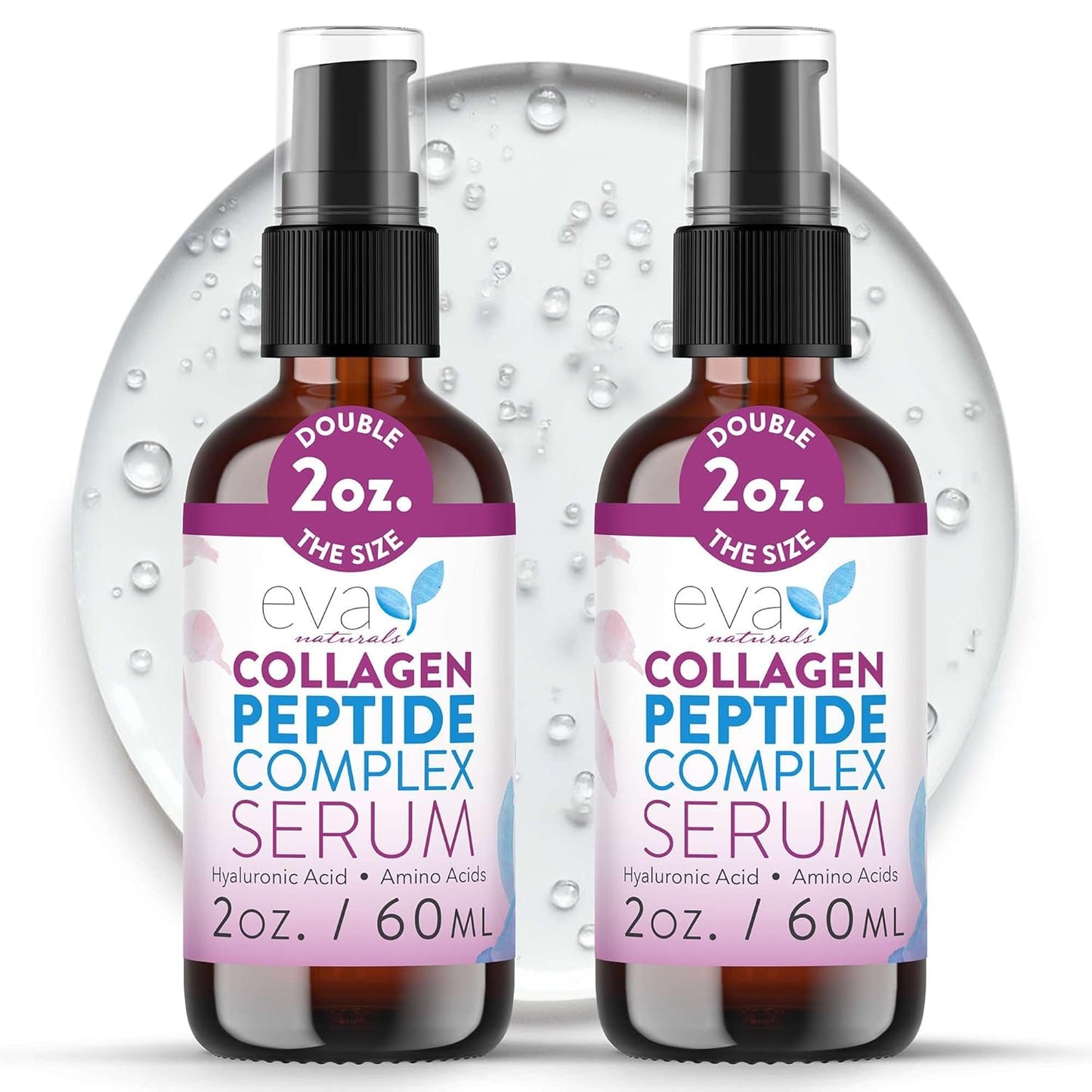 Collagen Peptide Serum for Face – Anti Aging Facial Treatment with Peptides & Hyaluronic Acid – Gentle for Sensitive Skin, Microneedling Pen, Derma Roller, Skin Firming & Hydrating (2 Oz) (2 Pack)