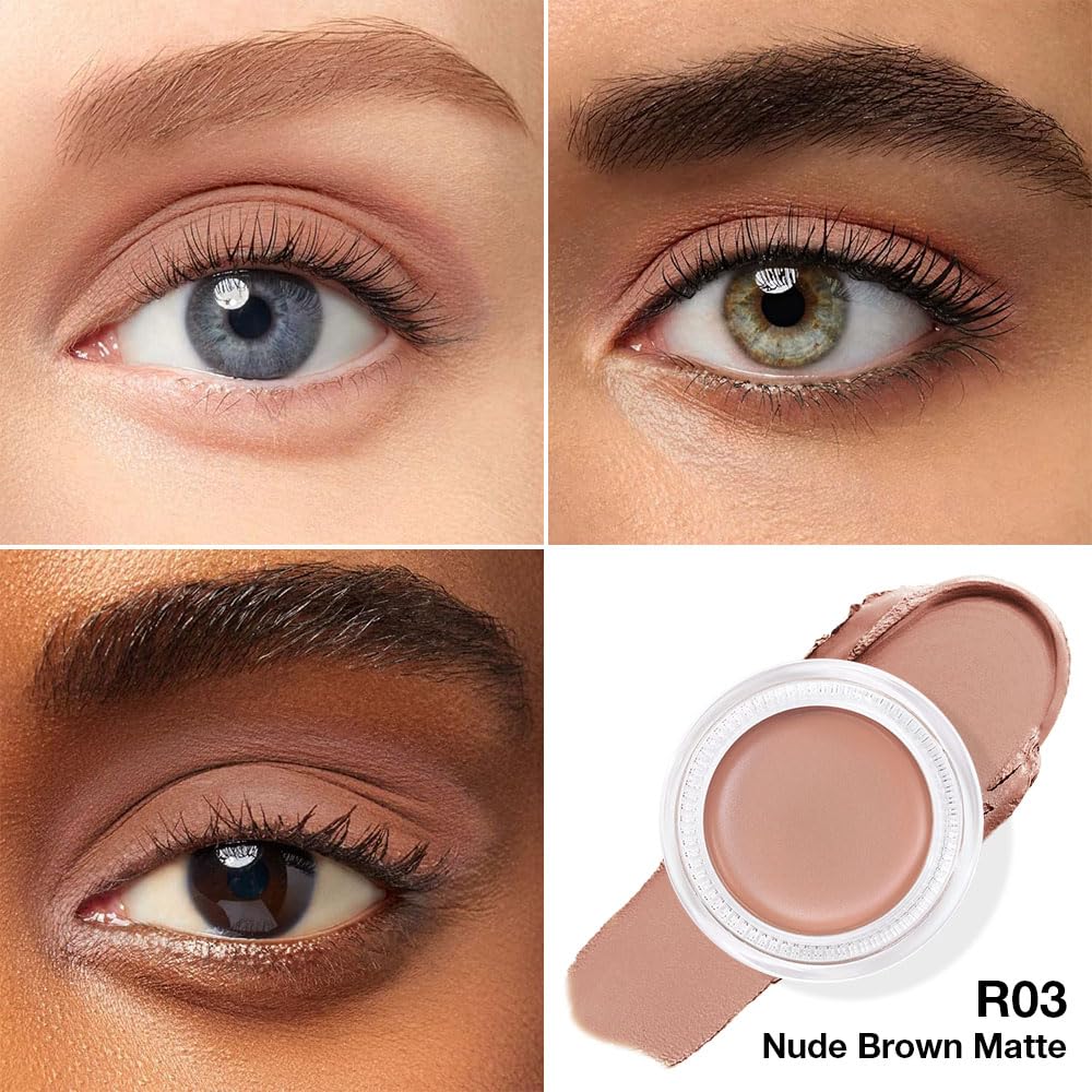 Kaely Single Cream Eyeshadow Pot, Nude Brown Matte Eye Shadow for Older Women High Pigmented Waterproof, Natural Eyeshadow Palette Makeup Brightener, sombras en crema para ojos, Blendable, R03