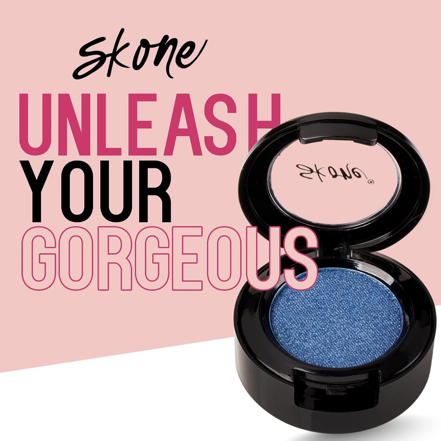 Skone Cosmetics Gems Eye Shadow, Highly Pigmented, Longwear Eye Makeup, Single Eyeshadow with Pro Shimmery Finish - Ultra-Blendable, Slightly Shimmer Shades - Blue Eyeshadow - Kisses