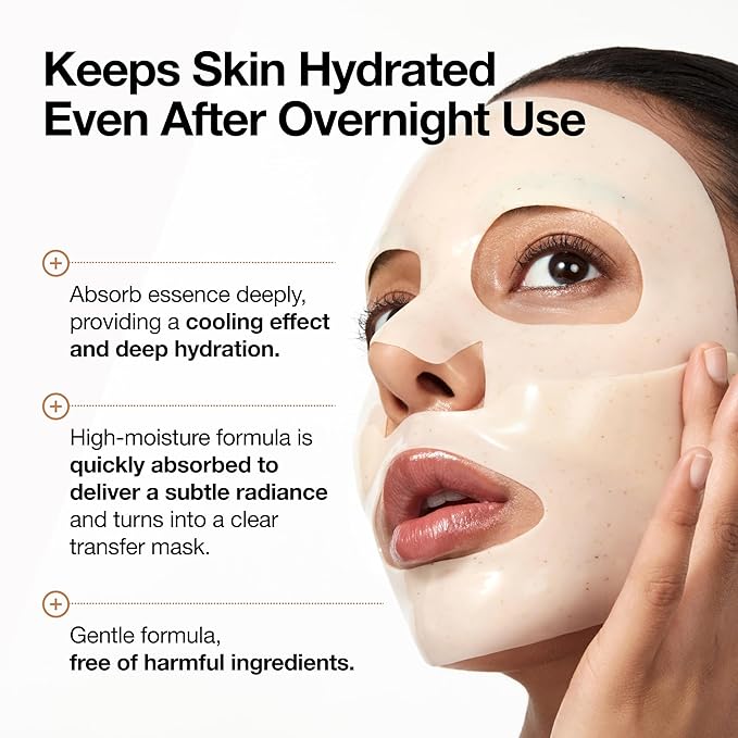 ANUA Rice 70 Glow Collagen Mask, Overnight Face Mask for Glass Skin, Ceramide, Collagen Facial Mask, Skin Moisture Barrier, Tightening Care, Natural Color, Korean Skin Care (38g, 4ea)