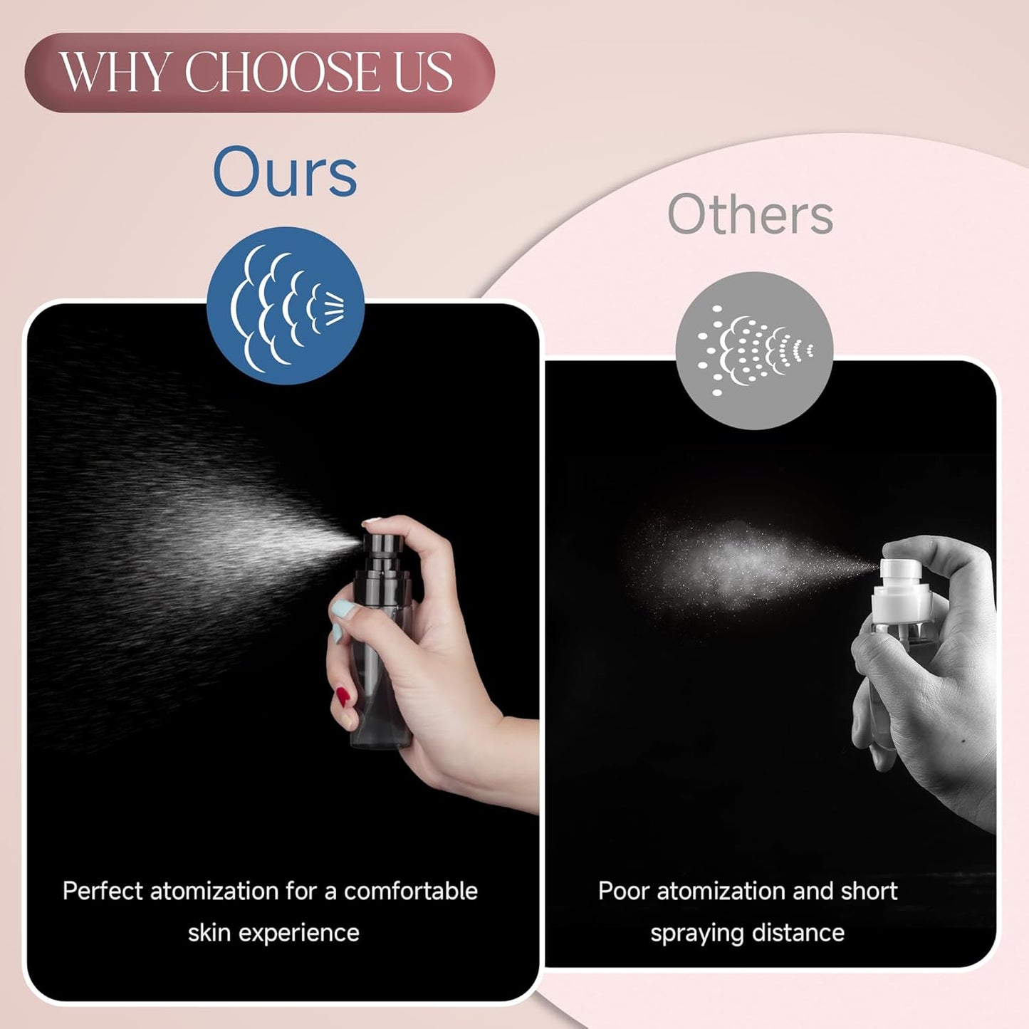 3Pack Small Spray Bottles, 1oz Black Plastic Fine Mist Mini Mister Bottles for Hair, Cleaning, Salons, Planting, Skin Care