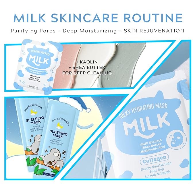Milk Beauty Gift Set for Women/Girls - Skin Care for Kids Cleaning & Hydrating & Nourish Skincare for Teens 10-12 Ideal for Beginners - Christmas Gifts for Teenage (14Pcs-IN-Gift Box)