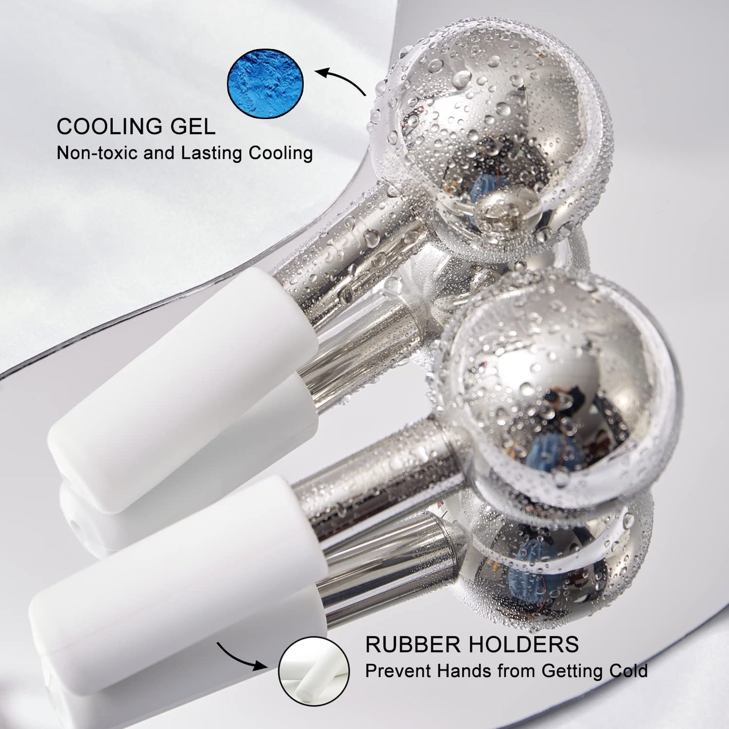 Ice Globes for Face & Eyes, Unbreakable Stainless Steel Cryo Sticks for Beauty Routines, Facials Cold Roller Cooling Globes for Puffiness, Wrinkles, Dark Circles, Headaches
