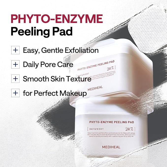 MEDIHEAL Toner Pads [Phyto Enzyme] - Exfoliating Peeling Pad with LHA & Papaya Enzyme - Pore Tightening & Sebum Control - Vegan Micro Embossed Non-Sensitive Pad (90 Count)