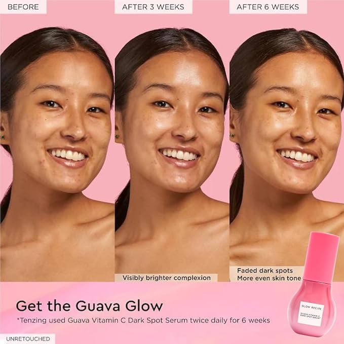 Glow Recipe Soothe, Glow & Bright Gift Set - Niacinamide Dew Drops Illuminating Primer & Avocado Ceramide Facial Serum & Guava Dark Spot Serum - Korean Skincare Travel Kit (3 Count)