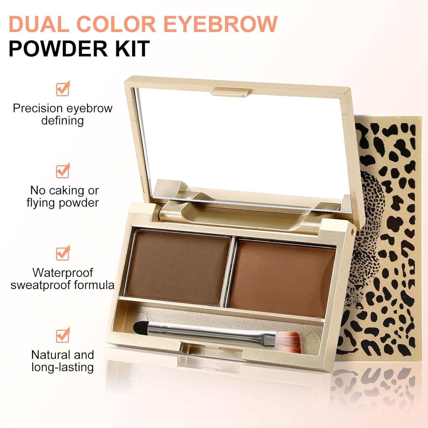 Boobeen Eyebrow Powder Kit, 2-color Waterproof Eyebrow Palette Makeup to Definer & Filler Brows, Eyebrow Color Powder Shape Natural Looking Brow - with Mirror Brush