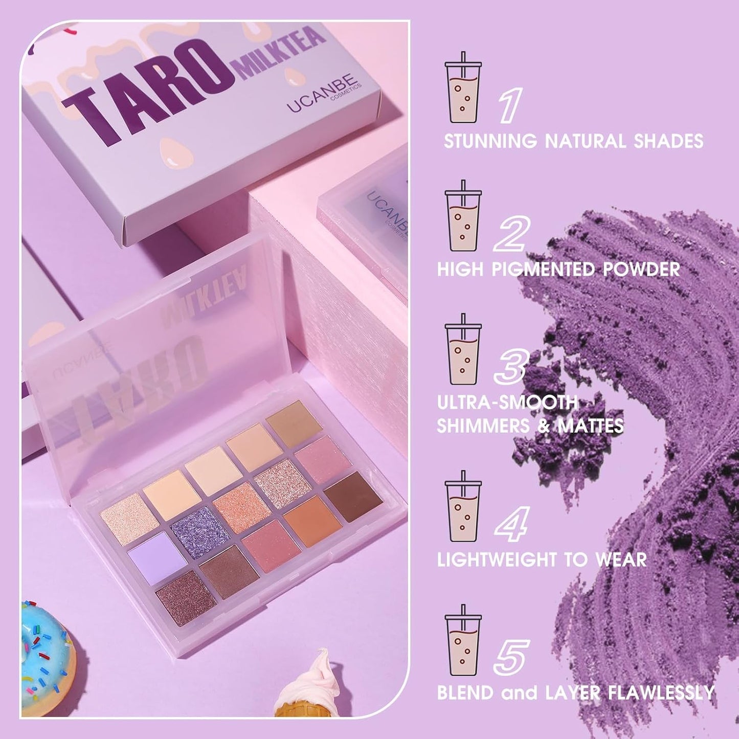 UCANBE Neutral Eyeshadow Palette, 15 Colors Nude Matte Shimmer Reflective Glitter Eye Makeup Pallet, Blendable Natural Warm and Cool Pigments Sombras De Ojos Gift Kit