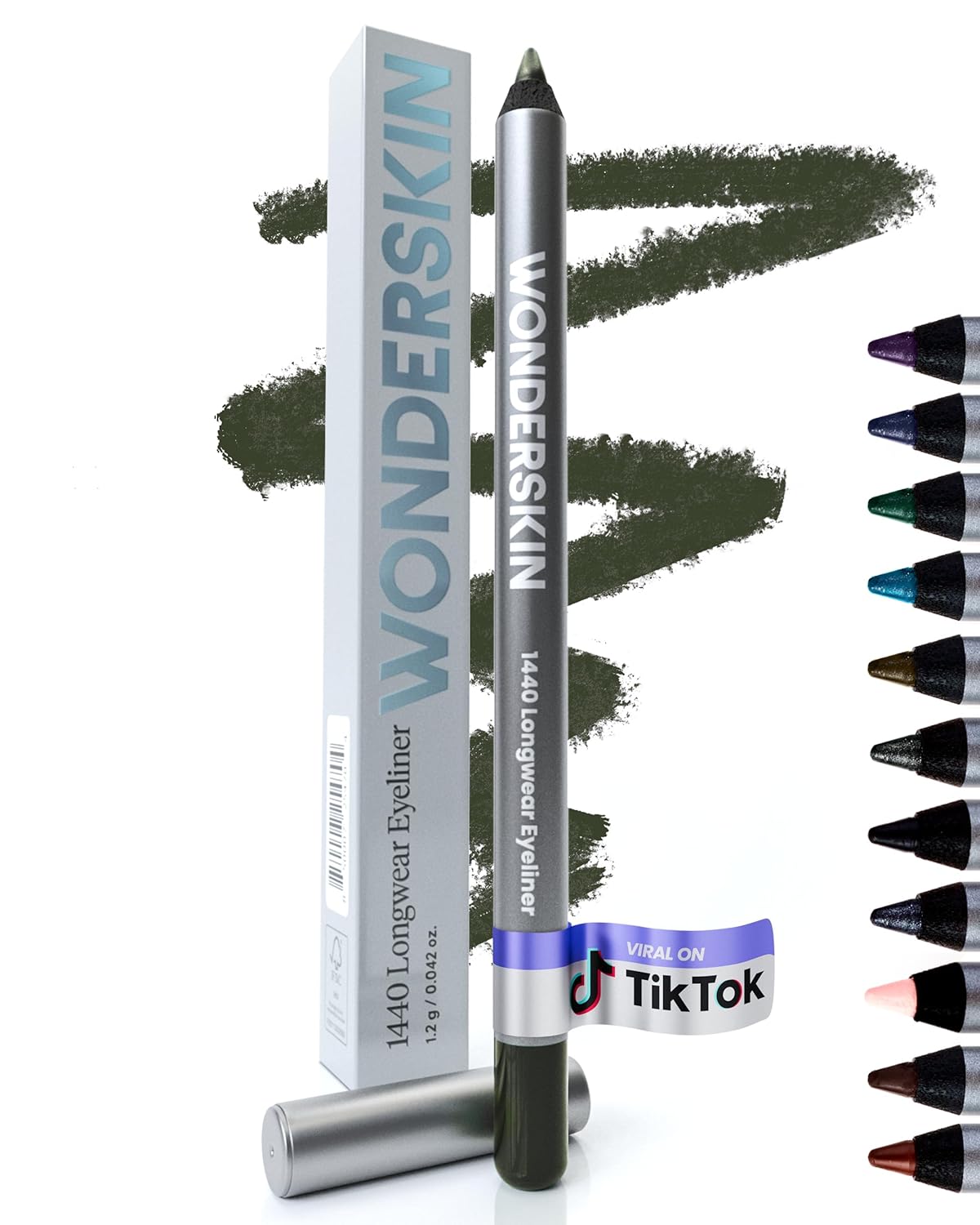Wonderskin Eyeliner Pencil, 1440 Longwear Green Eyeliner Pencil - Waterproof, Sharpenable & Smudge Proof
