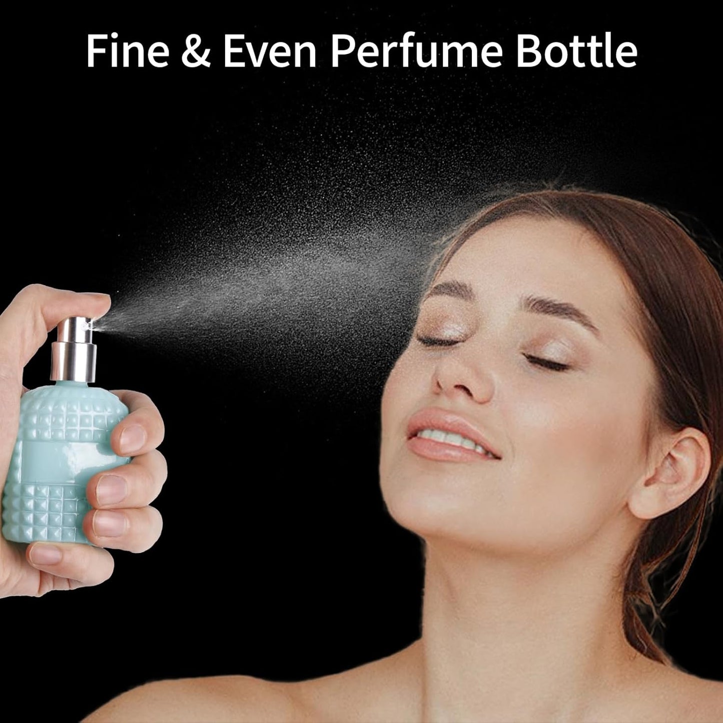 2 Pack 30ml Perfume Spray Bottles Empty, Refillable Glass Fine Mist Atomizer, Portable Travel Perfume Atomizers Fragrance Containers Sprayer for Cleaning, Essential Oils, Liquids (Blue)