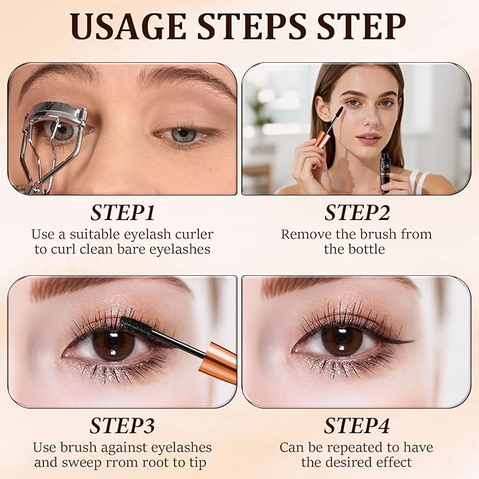2PCS New Waterproof Silk Fibre Thick Lengthening Mascara, Iron Wand Curling Eyelash, Thick Lengthening 4D Silk Fiber Lash Mascara, No Flaking Long-Lasting, Ideal for Women Eye Makeup