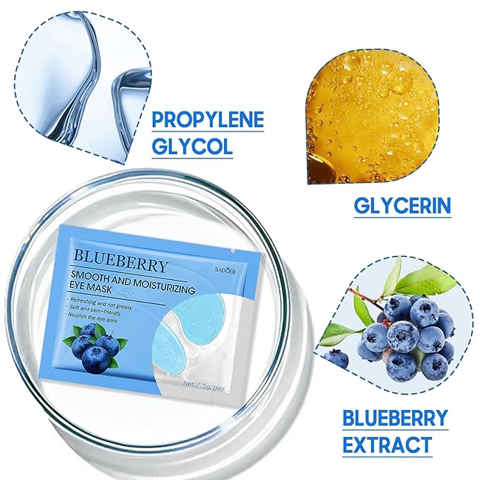 Under Eye Patches- 28 Pairs Blueberry Collagen Eye Mask Eye Patches for Reducing Puffy Eyes and Dark Circles, Anti Aging Gel Eye Pads Under Eye Mask, Blue