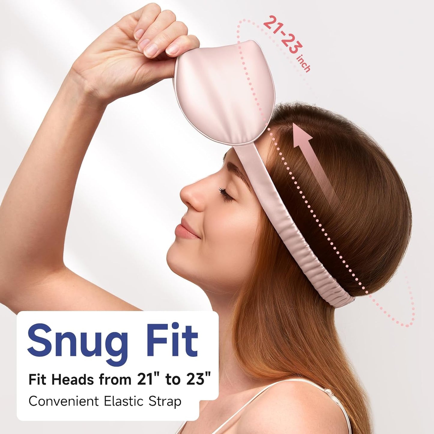 Umisleep 100% Pure Mulberry Silk Sleep Mask, 22 Momme 6A Soft & Smooth Fibers, Breathable Eye Mask for Women Men, Better Light Blocking Sleeping Mask with Travel Pouch, Elastic Strap Blindfold, Pink