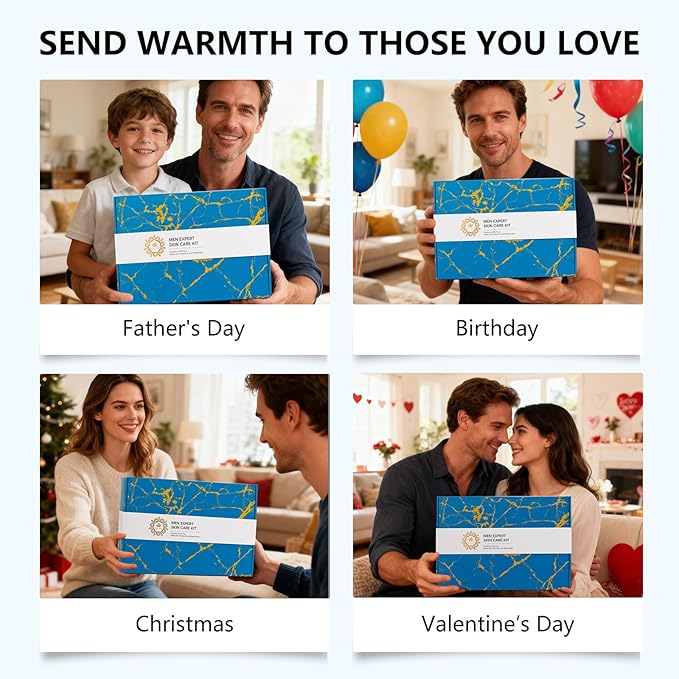 21 Pcs Men Facial Skin Care Set, Luxury Bath & Beard Gift Set for Men, Spa & Self-Care Gift, Clay Mask, Cleanser, Beard Oil, Cologne Present, Birthday, Christmas, Valentines, Father Day, Boyfriend