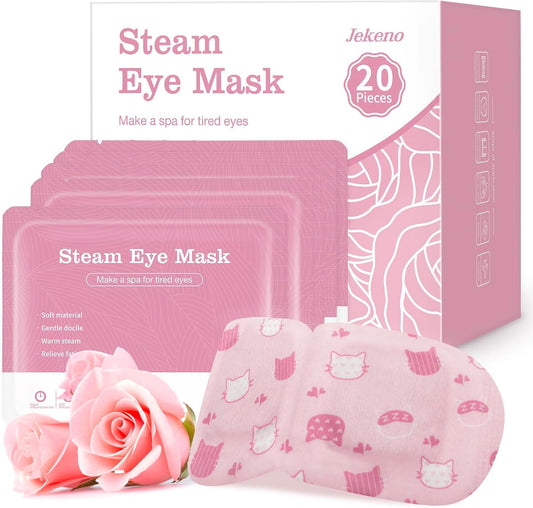 Jekeno Steam Eye Mask, 20 Packs Eye Masks for Dry Eyes Dark Circles and Puffiness, 40-60 Minutes Self Heated Steam Warm Eye Mask, Christmas Spa Gifts for Women