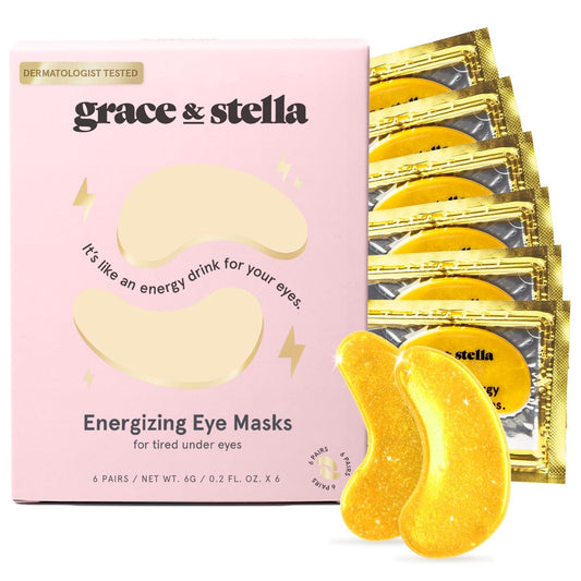 Grace & Stella Under Eye Mask (Gold, 6 Pairs) Dark Circles Under Eye Treatment, Puffy Eyes, Undereye Bags, Wrinkles - Bachelorette Party Favors, Women Gifts, Vegan, Cruelty-Free Eye Patches for Adults
