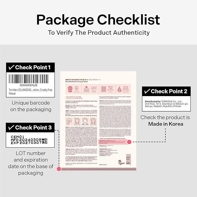 Torriden CELLMAZING Collagen Firming Gel Sheet Mask for Face & Neck (4 Pack) | Smoother, Firmer-Looking Skin with 5D Collagen Complex | Great Holiday & Christmas Gift Stocking Stuffer