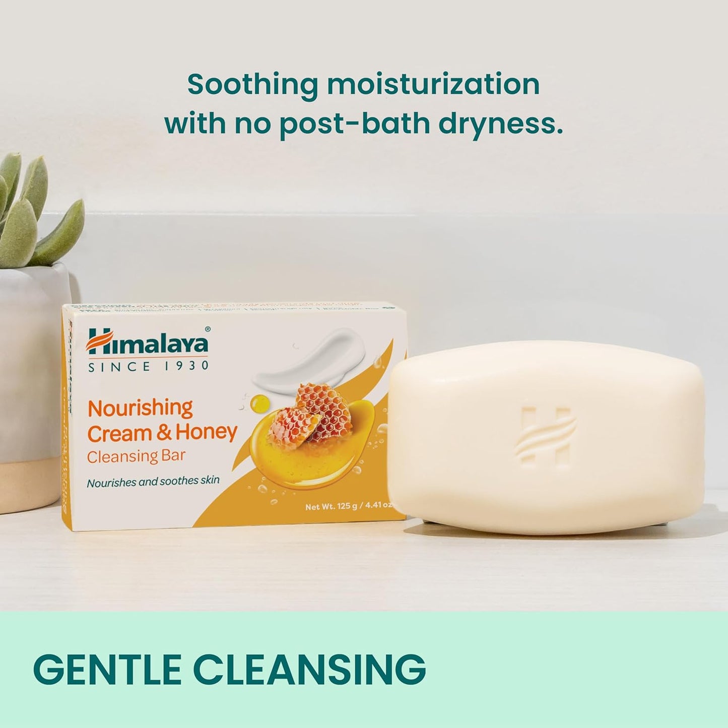 Himalaya Nourishing Cream & Honey Cleansing Bar, Face and Body Soap for Soft Skin, 4.41 oz, 12 Pack