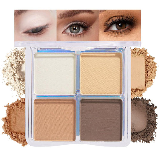 evpct Matte Smoky Nude Eyeshadow Quad Palette, Ivory White Nuetral Dark Ndue Brown Matte Smoky High Pigmented Primer Mini Eye Shadow Palette Makeup for Women, Smudge Proof Vegan Eye Shadows Nudes