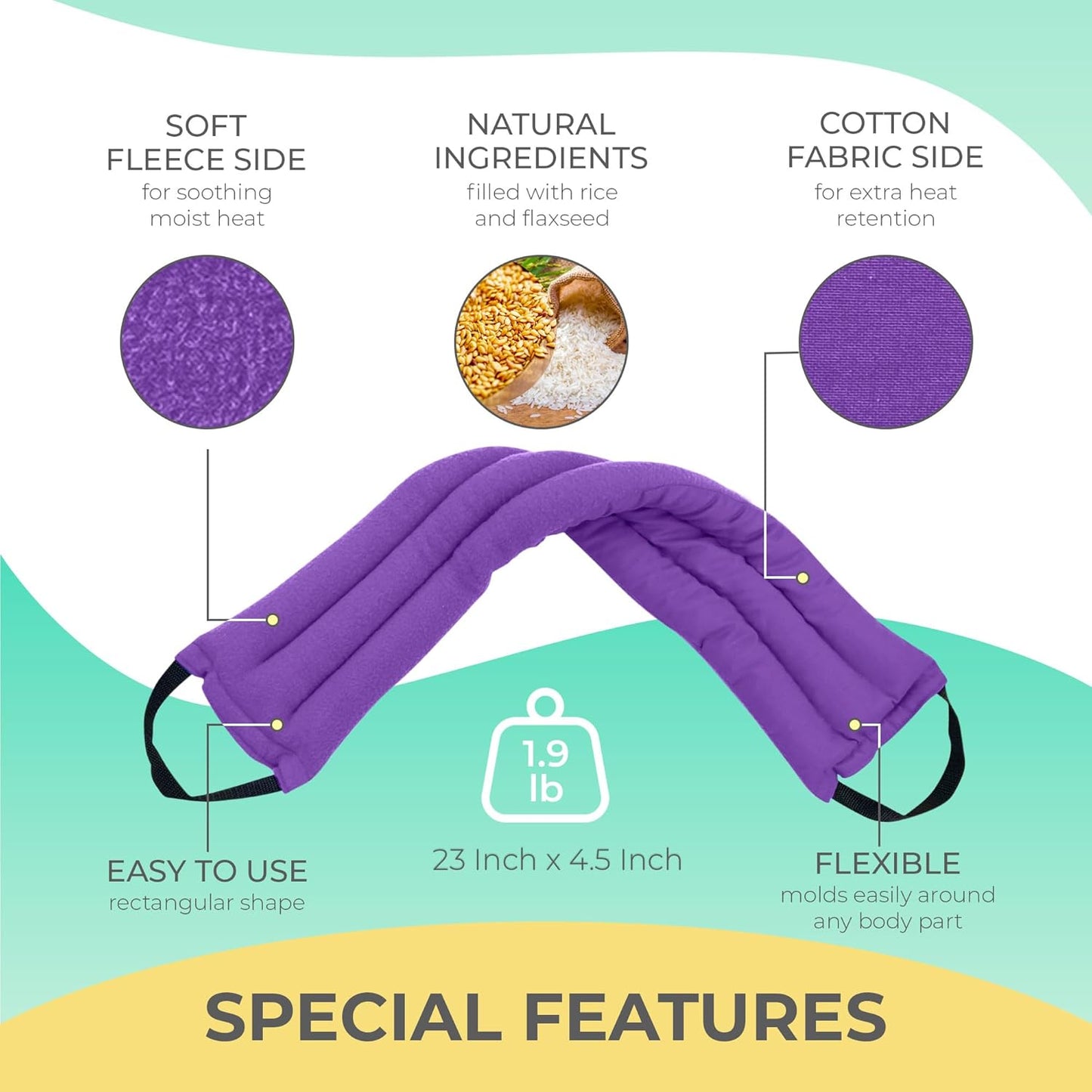 Microwavable Heating Pads for Lower Back, Neck, and Shoulder Pain Relief - Moist Microwave Heating Pad for Muscles and Joints - Microwave Hot Pack Heat Pad for Cramps -2 Heat Pack Purple