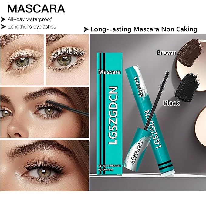 mascara Extensions brown Mascara Thick and slender Waterproof Sweatproof Washable Mascara Makeup Volumizing Lengthening Defining Curling Multiplying No Clumping MASCARA Brown